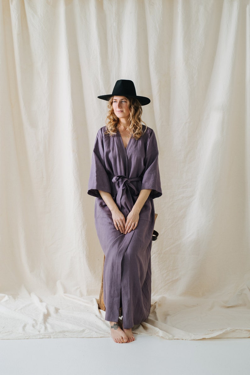 Brooklyn Kimono, Linen Kimono, Linen Robe, Long Linen Kimono, Summer ...