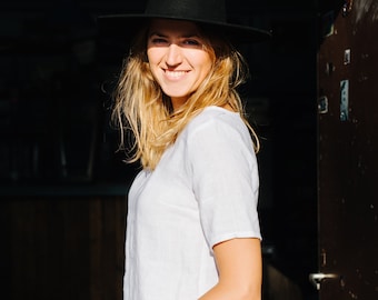 Barcelona Top - Linen T-shirt - Linen Top - Linen Blouse - White Linen Top - Washed Linen Top - Classic Linen Top - Summer Linen Shirt