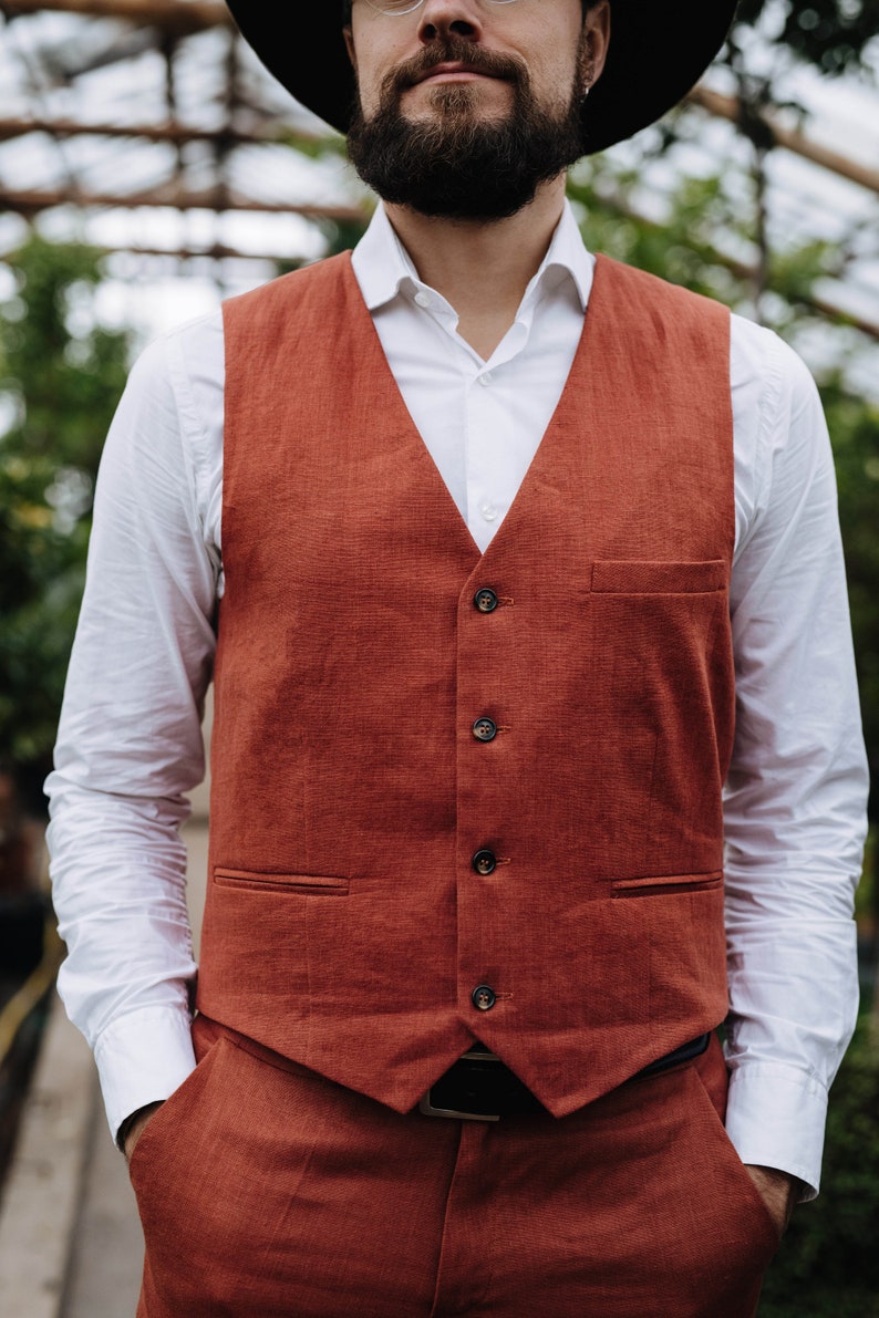 Kukui Vest, Unisex Linen Vest, Men Vest, Groom Linen Vest, Classic Linen Vest, Slim Fit Men Vest, Men Linen Suit, Wedding Men Linen Vest image 7