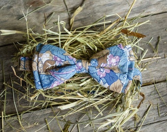 Wedding Bow Tie - Rustic Bow Tie - Floral Bow Tie - Blue Bow Tie - Bow Tie For Men - Men's Bow Tie - Bow Tie For Boys - Birthday Bow Tie