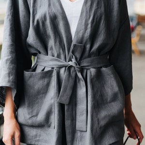 Budapest Kimono Linen Kimono Short Linen Kimono Oversized Kimono Summer Coat Linen Jacket Oversized Linen Jacket Linen Clothing image 4