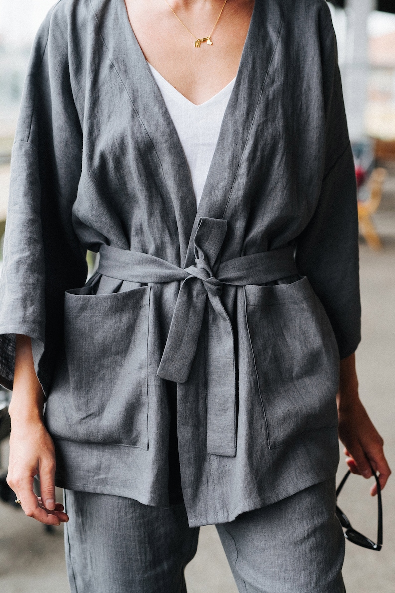 Budapest Kimono Linen Kimono Short Linen Kimono Oversized Kimono Summer Coat Linen Jacket Oversized Linen Jacket Linen Clothing image 4