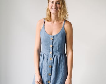 San Jose Dress - Blue Dress - Linen Dress - Summer Dress - Slip Linen Dress - Linen Clothing - Women Dress - Beach Dress - Long Linen Dress