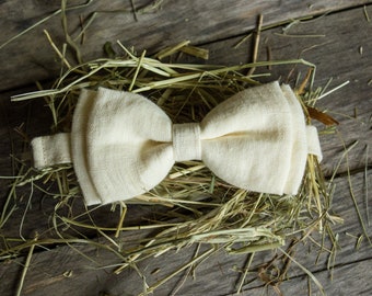 Linen Bow Tie - Milky White Bow Tie - Birthday Bow Tie - Wedding Bow Tie - Party Bow Tie - Prom Bow Tie - Men's Bow Tie - Bow Tie For Men