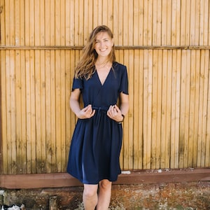 Borneo dress, Navy dress, Bridesmaid's dress, Women's dress, Cotton dress, Short sleeve dress, Summer dress, Beach dress, Birthday dress