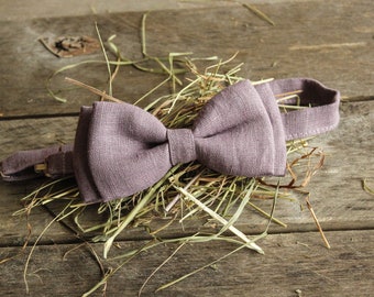 Linen Bow Tie - Lavender Bow Tie - Bow Tie For Men - Wedding Bow Tie - Bow Tie For Boys - Rustic Bow Tie - Birthday Bow Tie - Party Bow Tie