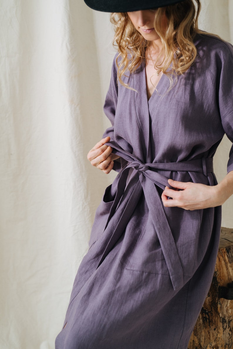 Brooklyn Kimono, Linen Kimono, Linen Robe, Long Linen Kimono, Summer ...