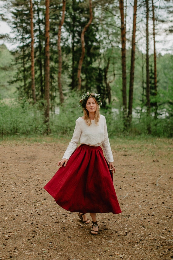 Prague Skirt Wide Linen Skirt Bridesmaid's Skirt Wedding Skirt