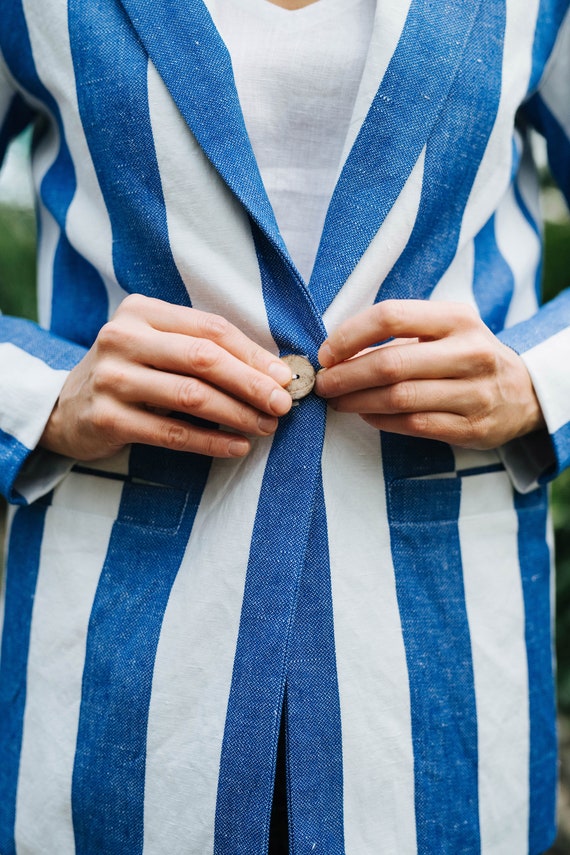 Riga blazer Striped blazer Linen jacket Linen blazer Women jacket Summer linen jacket Big stripes jacket Classic linen jacket