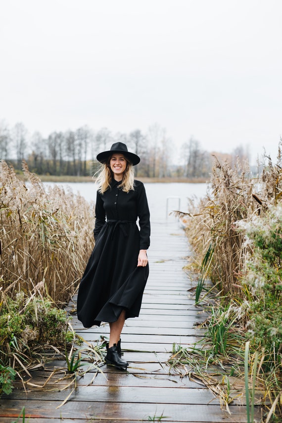 Classic Long Sleeve Black Winter Dress Classic Long Sleeve Black Winter Dress