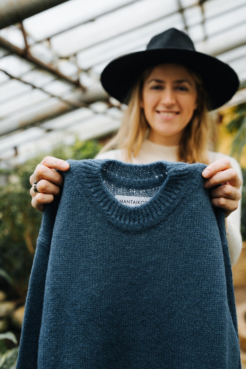 Peru pullover, Alpaca wool sweater, Wool sweater, White pullover, Alpaca sweater women, Minimalist, Sustainable fashion, Hand knitted image 6