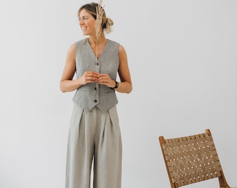 Leo Pants - Women Wide Linen Pants - High Waist Linen Pants - Natural Linen Trousers - Wedding Linen Pants - Beach Linen Pants - City Pants