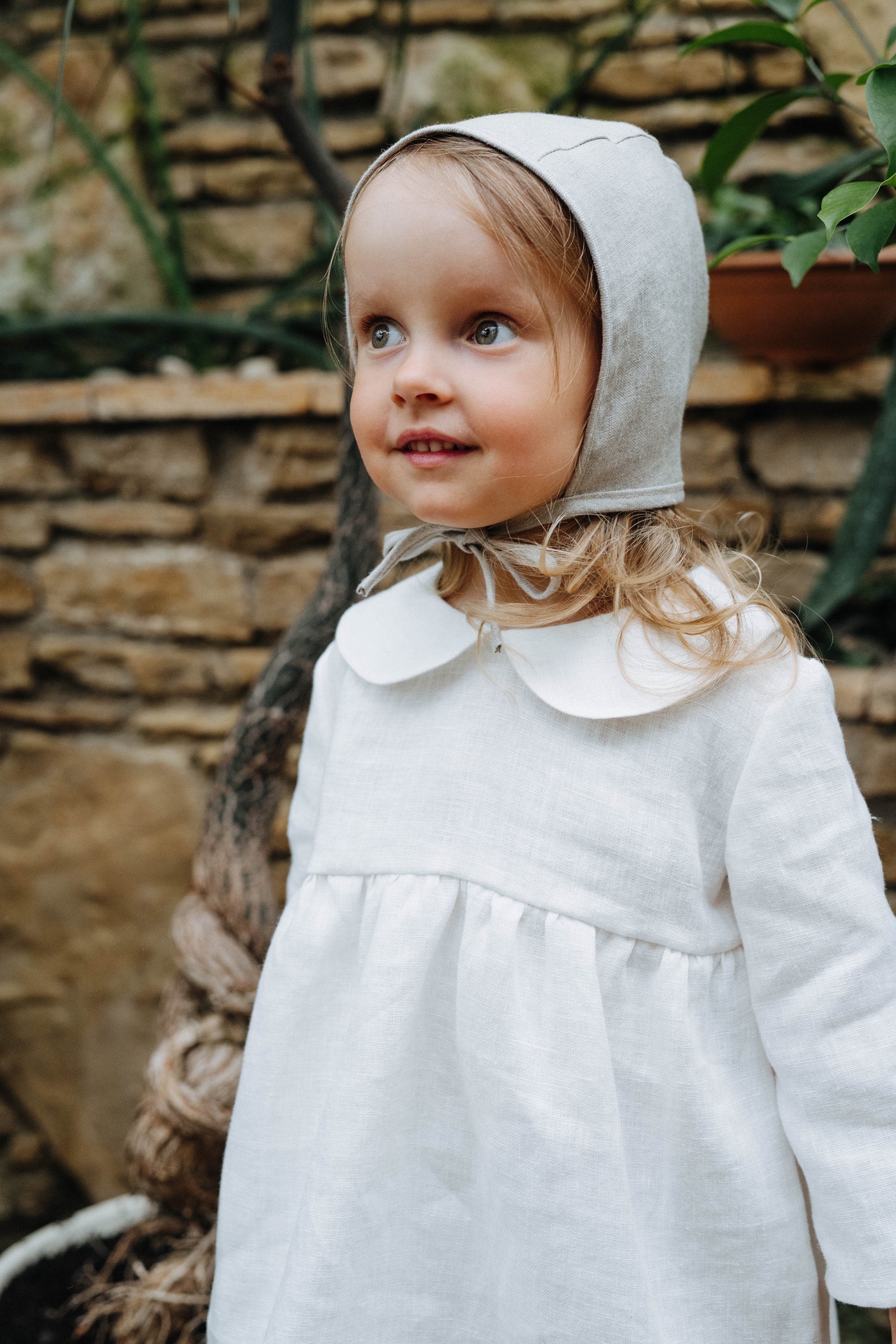 Daphne Dress, Girls Linen Dress, White Linen Dress, Baby Linen