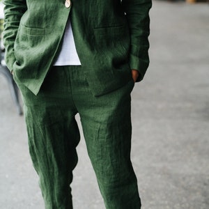 Valletta Pants Linen Pants Green Linen Trousers Suit Linen Pants Linen ...