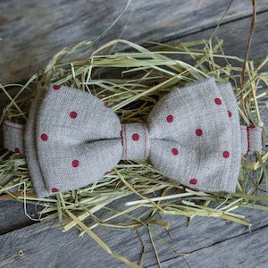 Polka Punto Lazo Tie - Corbata de lino - Grooms Bow Tie - Rustic Bow Tie - Wedding Bow Tie - Party Bow Tie - Bow Tie - Bow Tie For Men - Prom Bow Tie