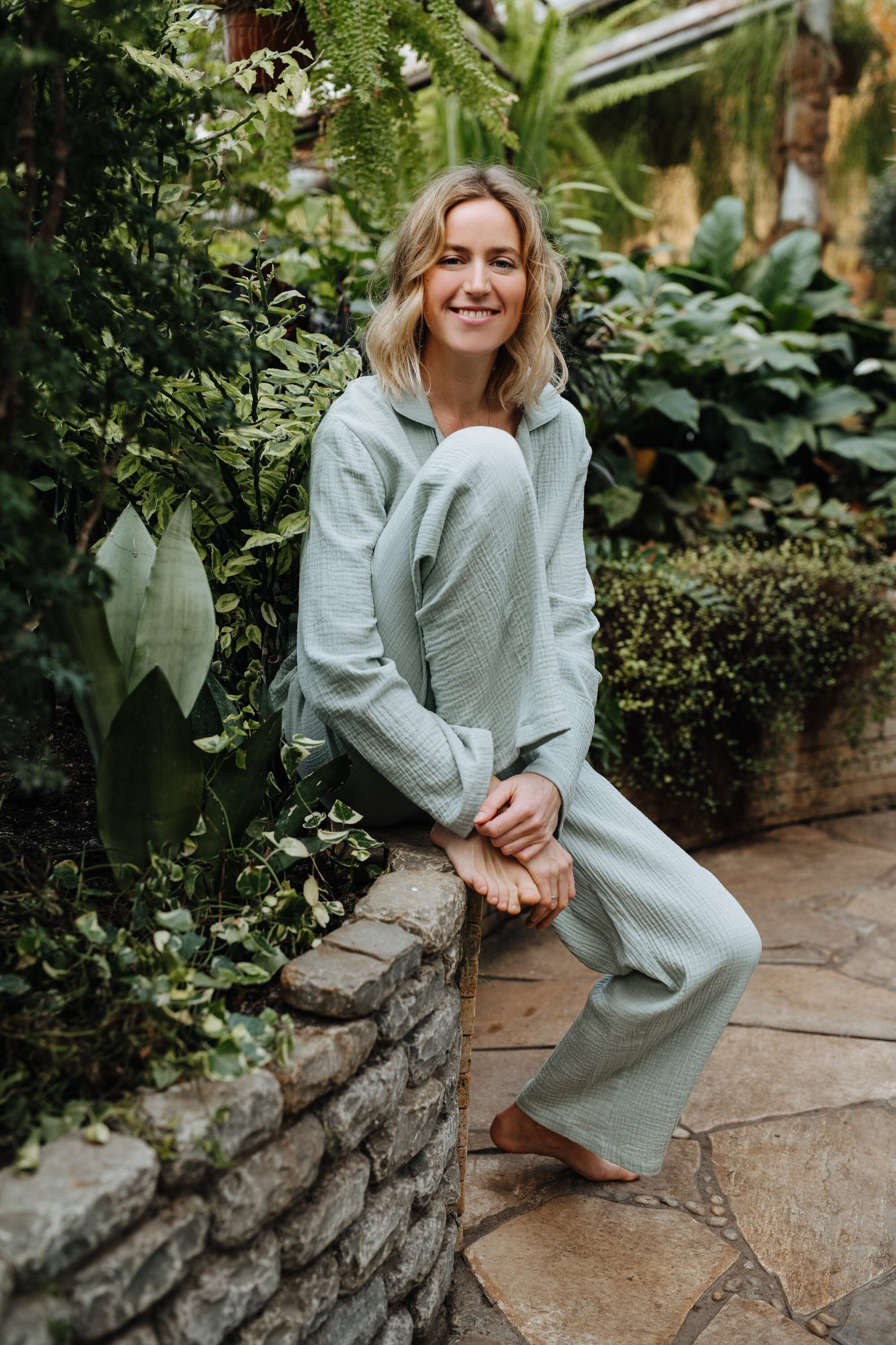 XINJU Women's Pajama Set 100% Double Gauze Cotton Linen Like