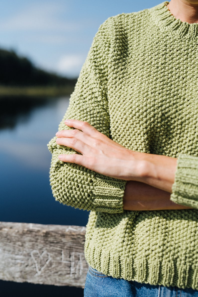 green cotton pullover