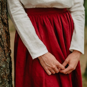 Prague Skirt Wide Linen Skirt Bridesmaid's Skirt Wedding Skirt Romantic Skirt Linen Clothing Red Linen Skirt Women Linen Skirt image 9