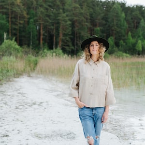 PAPUA shirt, Linen shirt, Classic linen shirt, Crop linen shirt, Maternity shirt, Loose fit linen shirt, Oversized linen shirt, Boho shirt