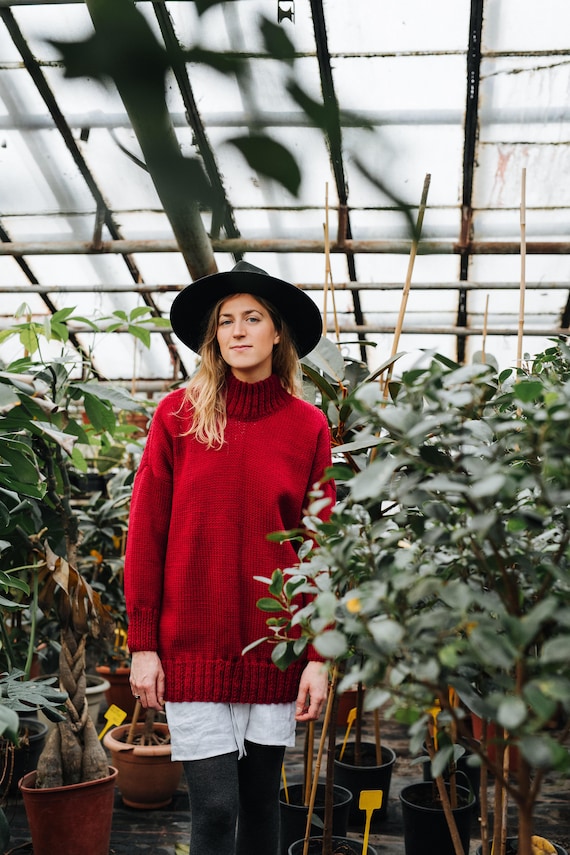 Cordoba pullover Rode coltrui Wollen trui Wintertrui Dames