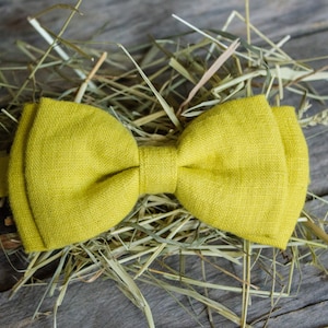 Lazo amarillo limón - corbata de lino - pajarita para hombres - corbata de lazo de los hombres - corbata de lazo rústica - lazo de boda - pajarita de fiesta - regalo para hombres