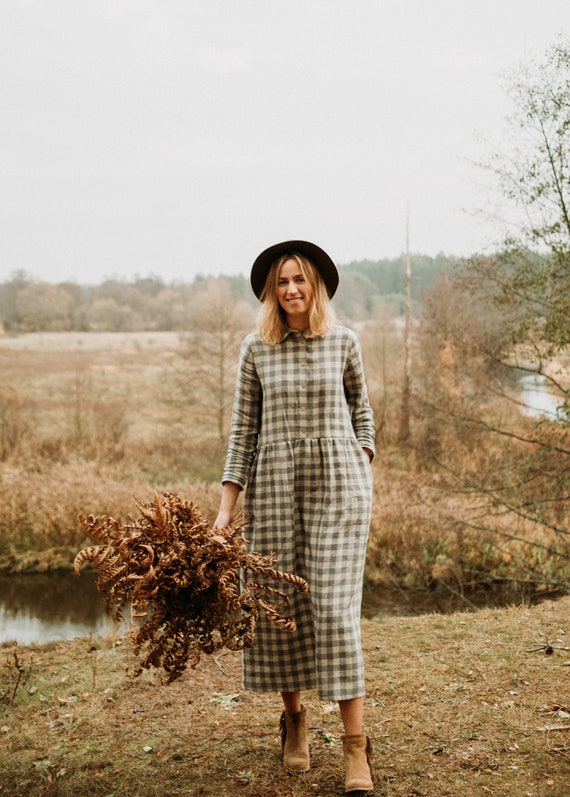 Canberra Dress - Linen Dress - Maternity Linen Dress - Autumn Dress - Long Sleeve Dress - Loose Fit Dress - Classic Dress - Romantic Dress