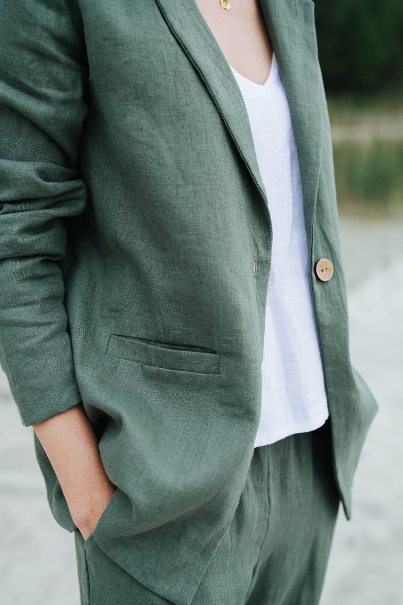 Milan Suit Linen Suit Green Linen Pants Linen Jacket Linen Etsy