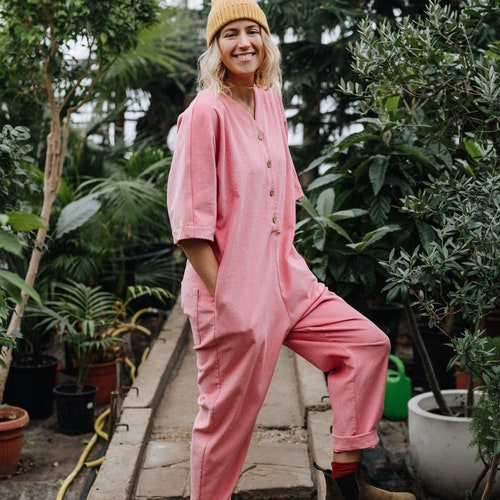 Madrid Jumpsuit - Pink Cord Jumpsuit - Loose Fit Cord Romper - Oversized Pink Cord Jumpsuit - Unisex Pink Jumpsuit shops - Women Cord Overall