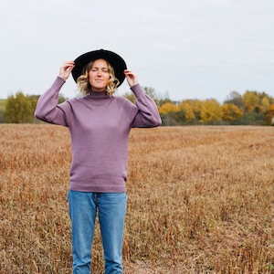 Lea Pullover - Women Wool Turtleneck - Turtleneck Pullover - Lavender Pullover - Purple Pullover - Alpaca Wool Sweater - Oversized Pullover