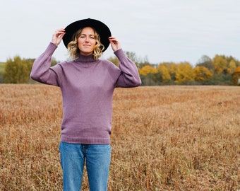 Lea Pullover - Women Wool Turtleneck - Turtleneck Pullover - Lavender Pullover - Purple Pullover - Alpaca Wool Sweater - Oversized Pullover