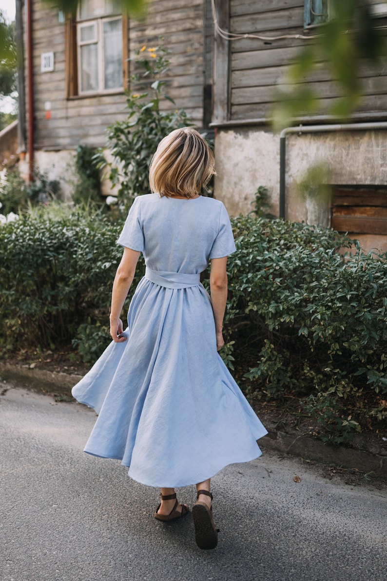 Lisbon Dress Bridesmaids Dress Wrap Linen Dress Linen Etsy Australia