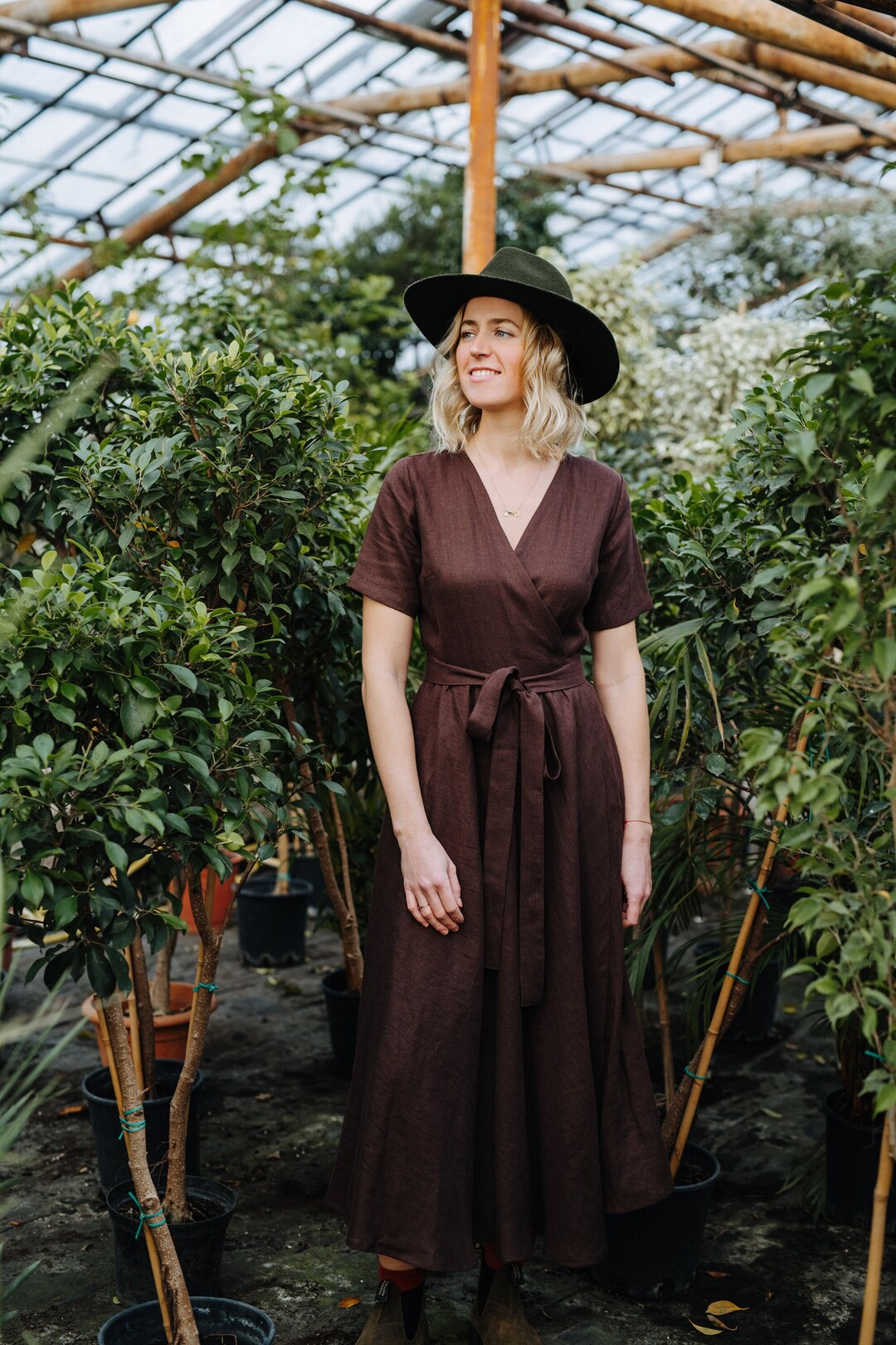 Lisbon Dress, Wrap Linen Dress, Bridesmaids Linen Dress, Boho Linen