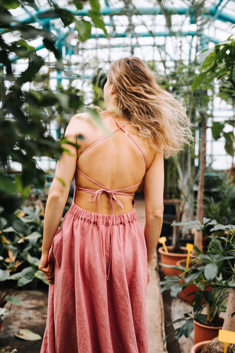 Seattle Dress Bridesmaids Linen Dress Cami Linen Dress Slip Etsy