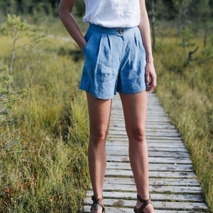 Abu Dhabi Shorts - High Waisted Shorts - Linen Shorts - Linen Clothing ...