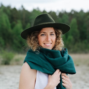 Amsterdam Scarf - Linen Scarf Women - Green Linen Scarf - Unisex Scarf - Scarf For Men - Linen Shawl - Winter Linen Scarf - READY TO SHIP