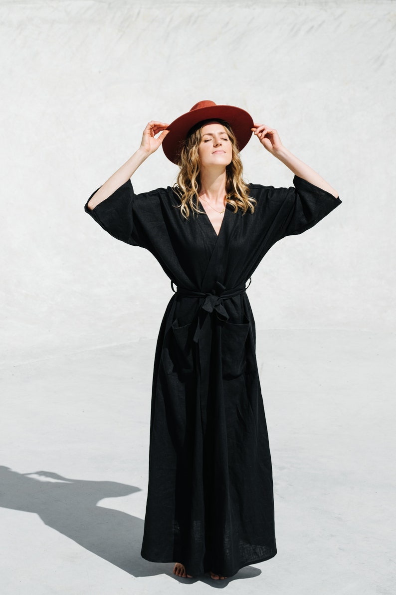 Brooklyn Kimono, Linen Kimono, Linen Robe, Long Linen Kimono, Summer ...