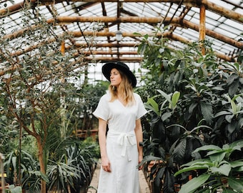 Vestido de Bakú, vestido de lino cruzado, vestido de lino, vestido romántico, vestido de lino largo, vestido de maternidad, vestido de lino blanco, vestido de lino de las mujeres