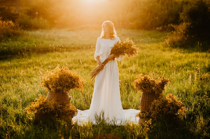 Los Angeles Dress Boho Wedding Dress Linen Wedding Dress image 0