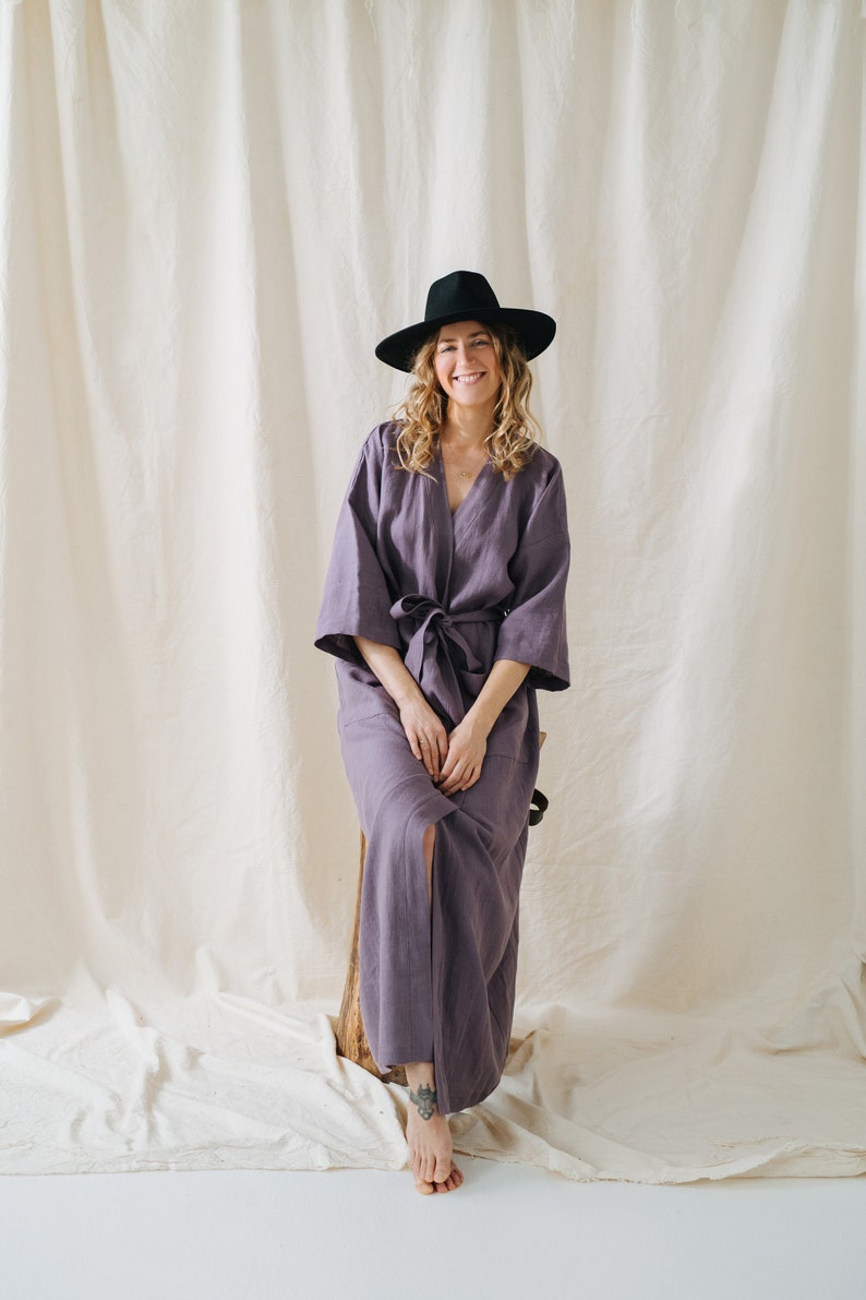 Brooklyn Kimono, Linen Kimono, Linen Robe, Long Linen Kimono, Summer ...