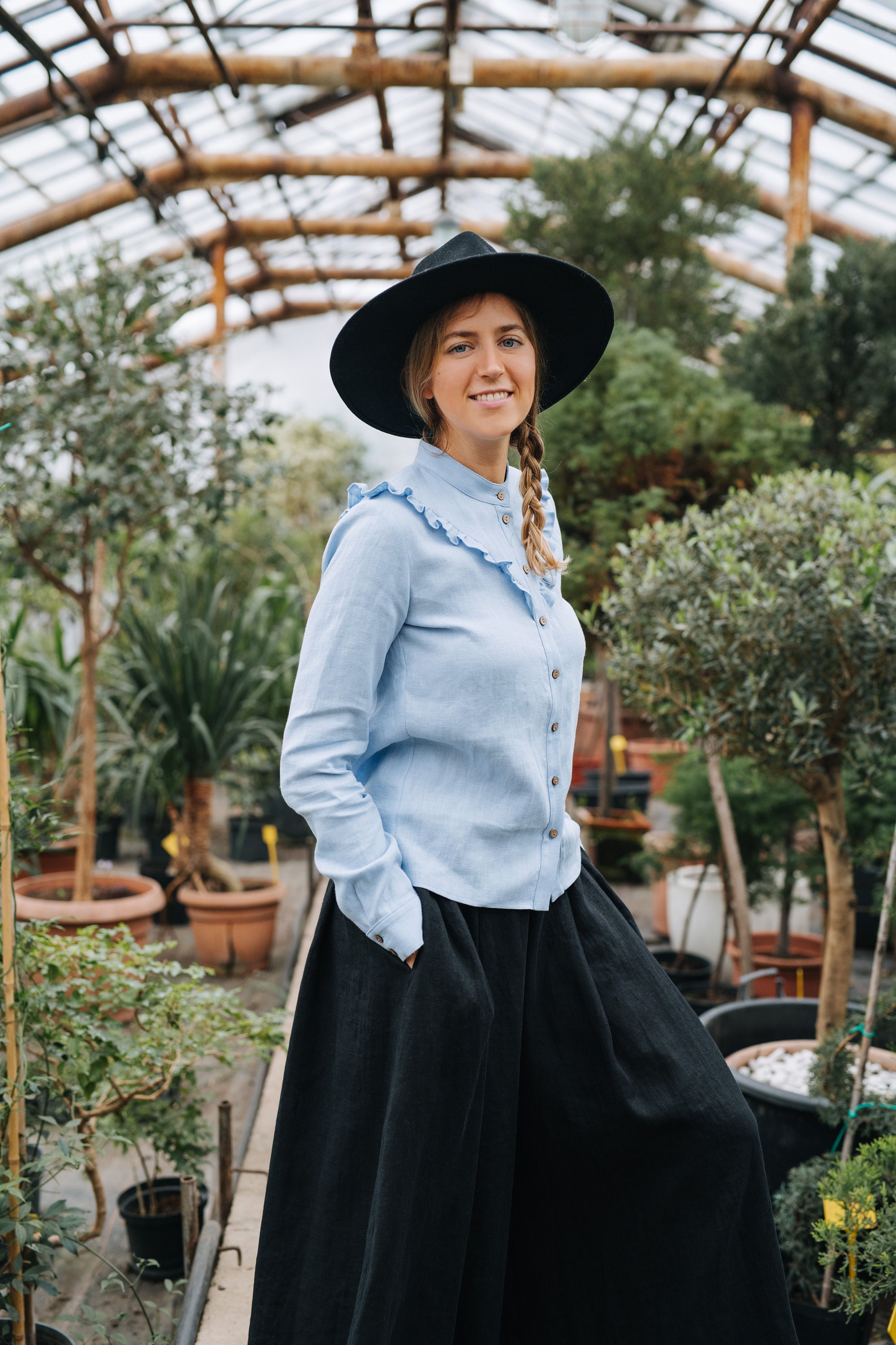 Auralee Linen Silk Tweed Half-Sleeved Shirt | Liberty