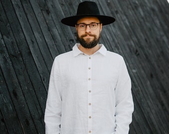 Iceland Shirt - Men Linen Shirt - Boho Linen Shirt - Wedding Linen Shirt - Groom Linen Shirt - Men Linen Top - Oversized Linen Shirt