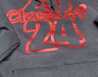 Black Class of 2022 | 2023 | 2024 | 2025 | 2026 | 2027 | 2028  shirts and hoodies | metalic vinyl