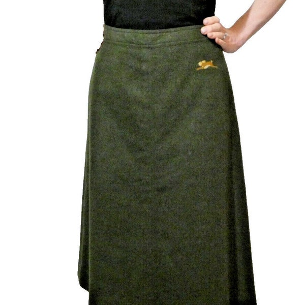 Skirt Gray Wool Flannel Vintage Bruestle Germany Office School Work Stylish Vintage A=line fitted Women Size M