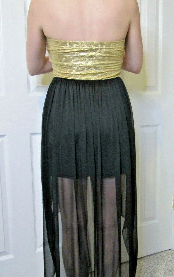 Evita Party Dress, Vintage 80s, Gold Black Cockta… - image 2