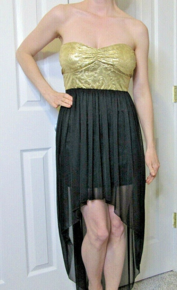 Evita Party Dress, Vintage 80s, Gold Black Cockta… - image 1