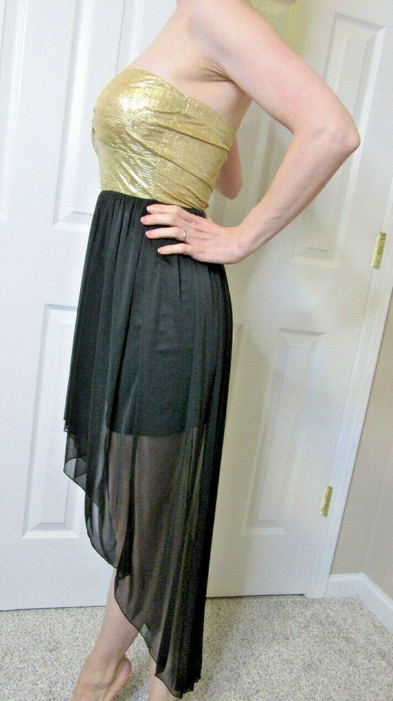 Evita Party Dress, Vintage 80s, Gold Black Cockta… - image 4