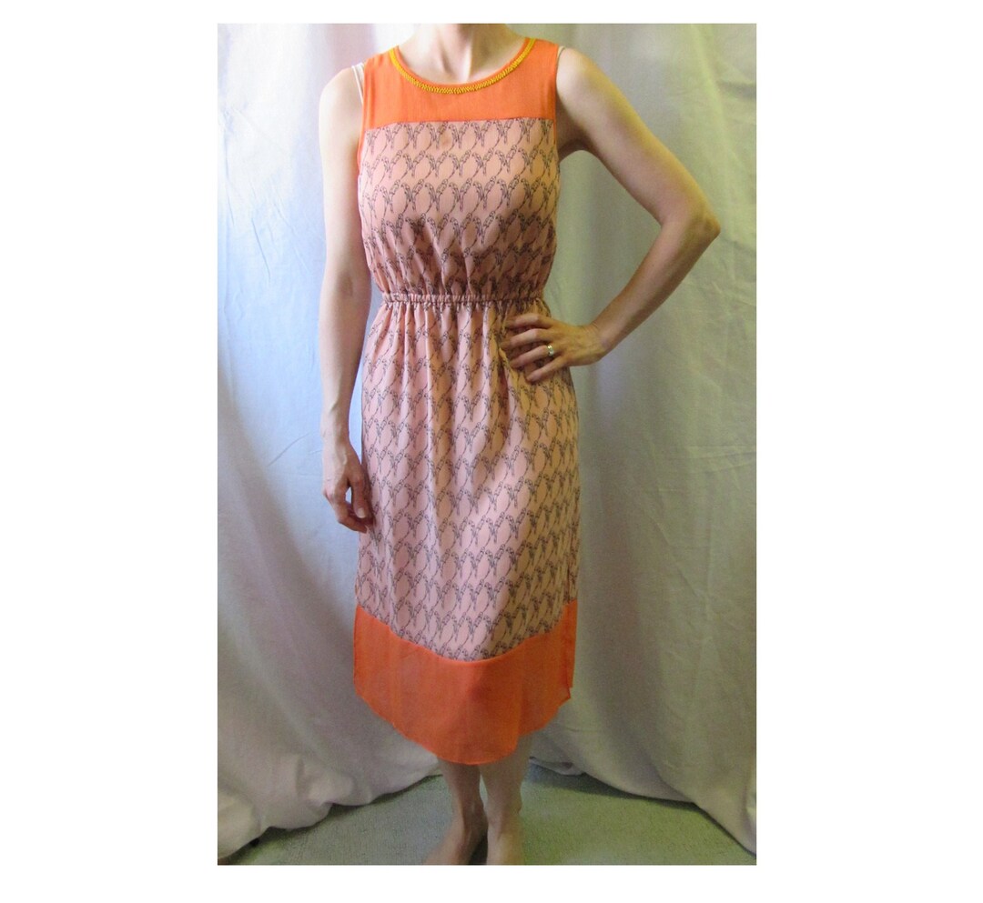 Vintage Monsoon Fusion Chiffon Dress Orange Parrots Birds British Unique Shift OOAK Frock Anime Cosplay USA Size 4 Etsy UK