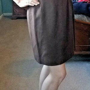 Vintage Wool Flannel Pencil SKIRT, Brown, Stanley Blacker, Fitted Mini Skirt, Work, Office, Warm Womens Size 8