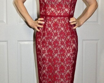 Elegant Red Lace Dress by Supertanya  Ready to Ship, Size S-M - Etsy