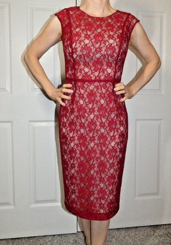 french connection bodycon dress red French Connection Textured Stripe Dress Red Size French Connection Red Bodycon Bandage Dress
